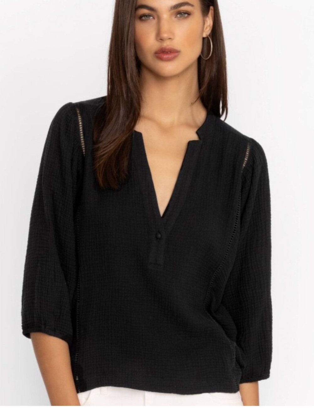 Johnny Was Peasant Bishop Sleeve Calme Gauze Blouse Top Medium